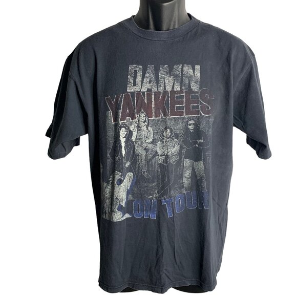 Vintage 90s Damn Yankees T Shirt XL Black Crewneck Single Stitch Short Sleeve - Picture 1 of 8